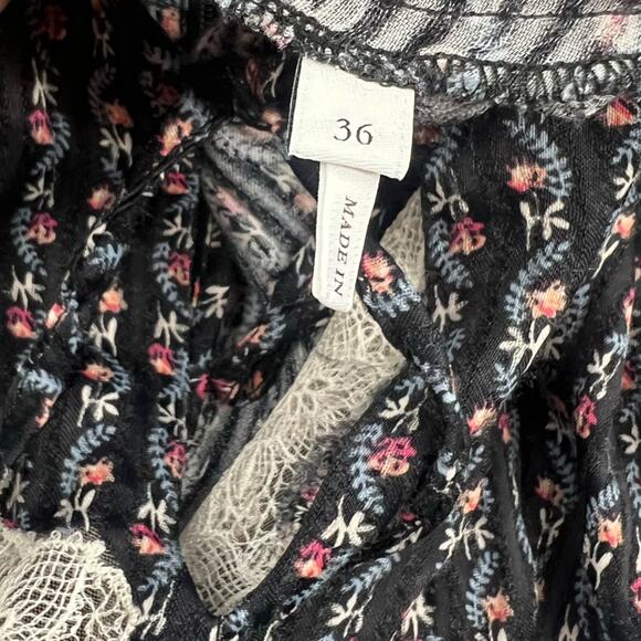 Sandro Marceau Floral Lace Midi Flounce hem dress sz 36 ditsy - Picture 6 of 10